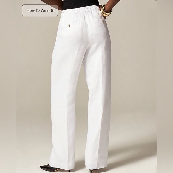 NWT J CREW PETITE Harbor pant in linen in white - Picture 5 of 10